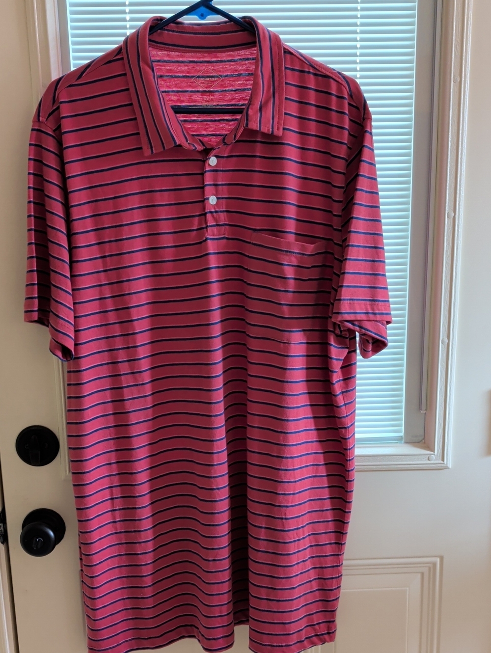 St John's Bay Men's Red Striped Polo Shirt - Classic Short Sleeve Size XL Tall